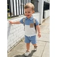 thumbnail image 4 of Cenuakty Toddler Baby Boy Shorts Set Contrast Half Zipper Collared Short Sleeve Shirt and Solid Shorts 2 Piece Summer Waffle Outfit, 4 of 9