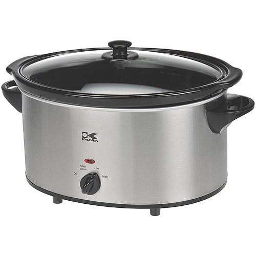 Kalorik 7Quart Slow Cooker, Black and Stainless Steel