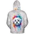 thumbnail image 2 of Watercolor Drip Maltese Pop Art Colorful Portrait Artwork All Over Print 3D Hoodie Unisex Merch Hoodies Maltese Dog Lover Gifts Idea - 01009, 2 of 6