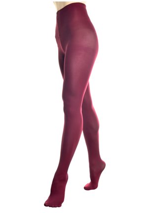 Burgundy Footless Tights for Women Ankle Length Pantyhose Plus Size  Available 