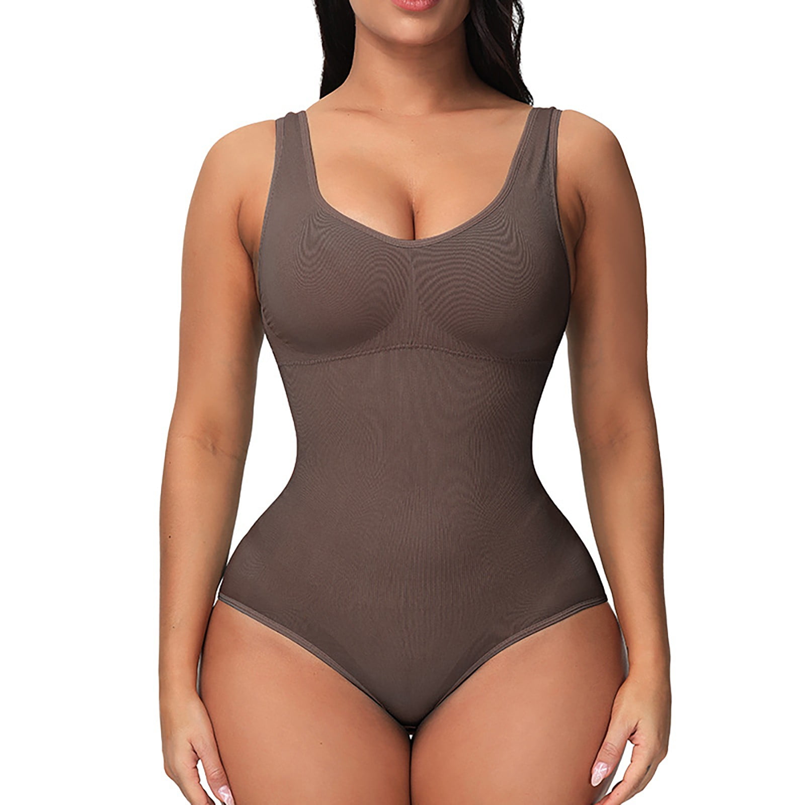 White Shapewear Bodysuit For Women Tummy Control Body Shaper Seamless Low  Cut Leotards Deep V Neck Long Sleeve Body Suits Tops One Piece Jumpsuits  For