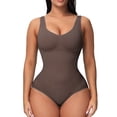 thumbnail image 2 of TEVEQ Bodysuit Shapewear for Women Tummy Control Body Shaper Waist Trainer Seamless Body Suit Going Out Tops Women Waist Trainer Slim Body Shaper Deep V Neck Bodysuit Jumpsuit Tops Coffee Xl, 2 of 9