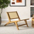 thumbnail image 4 of Costway 2 PCS Mid Century Modern Teak Wooden Chair with Handwoven Rattan Seat & Backrest, 4 of 9