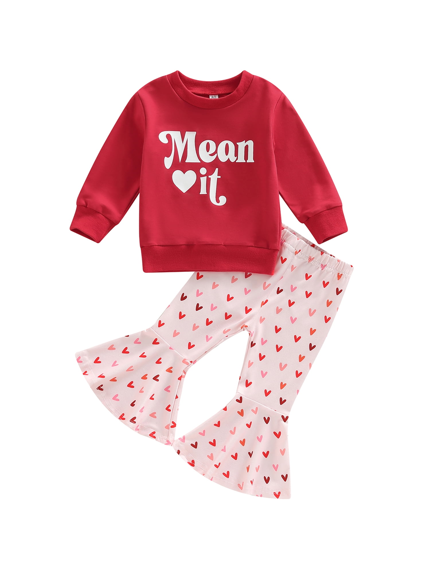 2-piece Toddler Girl Letter Print Pullover Sweatshirt and Floral Print Flared Pants Set