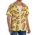 thumbnail image 4 of KLL Hot Dogs Print Men's Shirt Short Sleeve Button Down Summer Cuba Beach Shirts- 4X-Large, 4 of 7