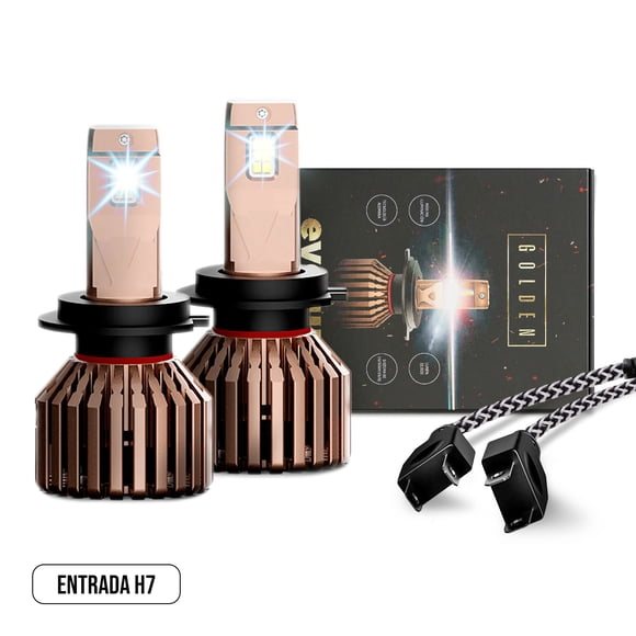 Luces Led para Auto - EVOLUM - Modelo Golden 22,000 lúmenes - Resistencia al Agua - Haz de luz Perfecto (H7)