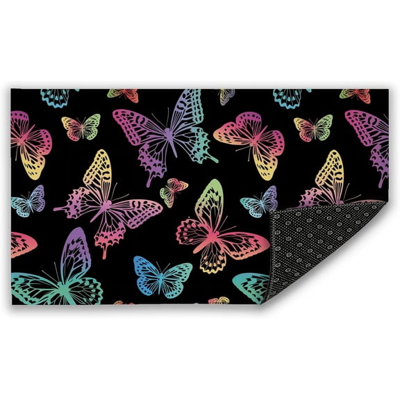 Rainbow Butterflies Doormat, Indoor Outdoor Decor Patio Mats Entrance Door Mats Non-Slip Outside Inside Floor Mat Rugs for Home Decor 17x30 Inch,House Warming Gift