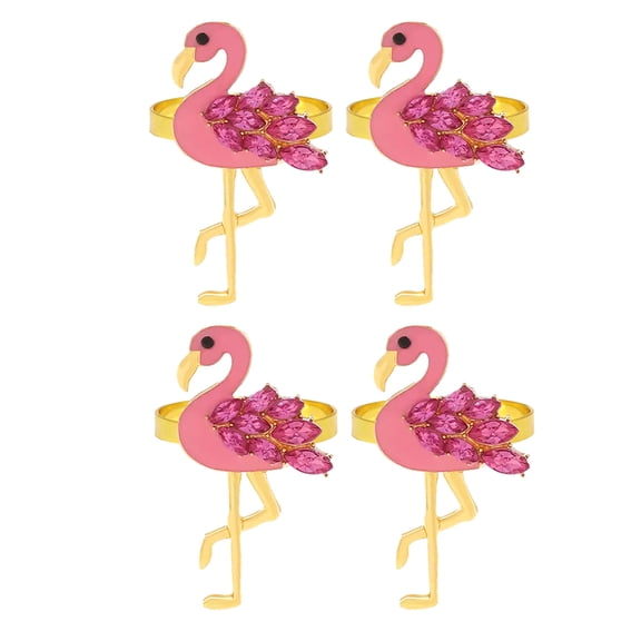 OULII Pink Flamingo Napkin Holders Alloy Creative Table Decor  4Pcs