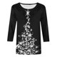 thumbnail image 4 of Pntutb moda mujer camiseta estampada de longitud media 3/4 mangas blusa cuello redondo casual tops Pntutb Pntutb-3286, 4 of 5