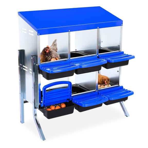 Chicken Nesting Box,6/8/10 Compartment Metal Nesting Box,Wall Mountable or Freestanding Nesting Boxes for Chicken,Roll Away Nest Box for Laying Eggs