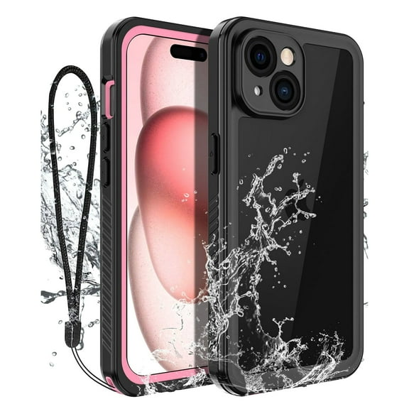 Compatible with iPhone 15 Plus Case,IP68 14FT Waterproof Dustproof Shockproof Phone Case with Rugged Full Body Protective and Built-in Screen Protector 6.7'' Phone Case,Rose Red