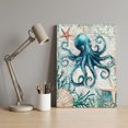 thumbnail image 4 of Ships Next Day Canvas Wall Art 8"x10", Nautical Octopus Wood Framed Canvas Print Painting, Coastal Vintage Coral Starfish Ocean Ready to Hang Small Picture Wall Decor for Home Bathroom Nursery Office, 4 of 9