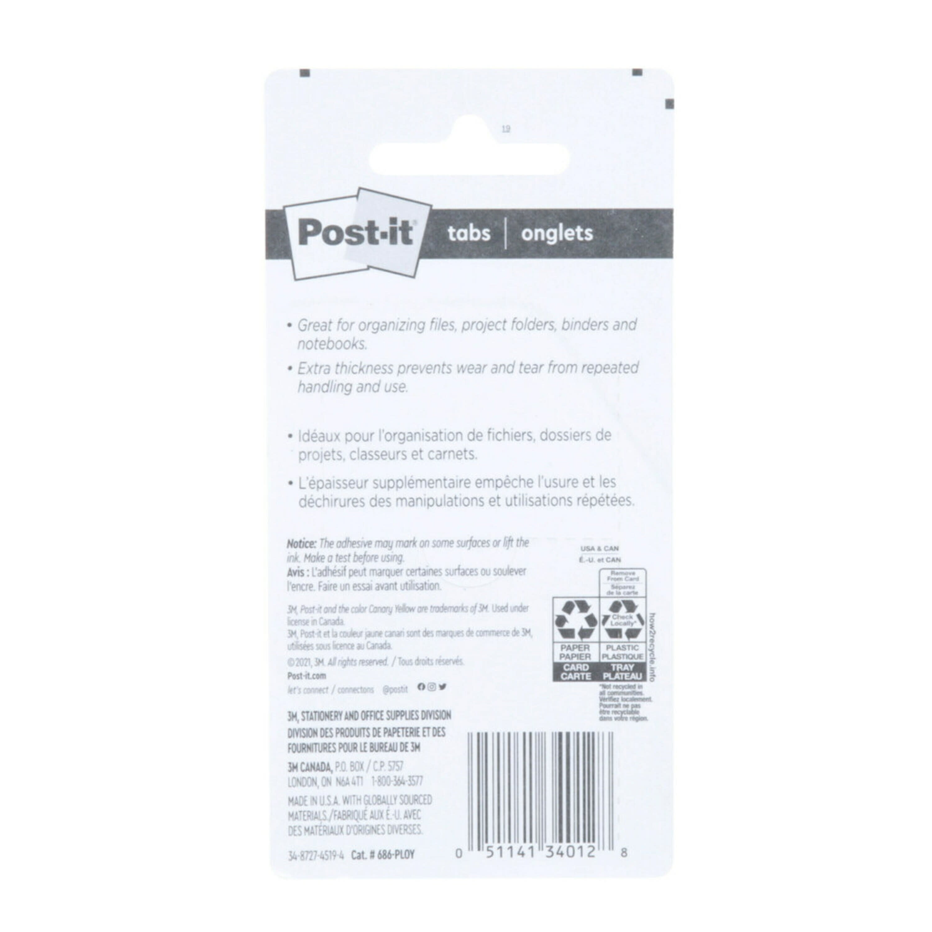 Post-it Tabs, 2 in, Solid, Assorted Colors, 6 Tabs/Color, 5 Colors, 30  Tabs/Pack (686-ROYGB)