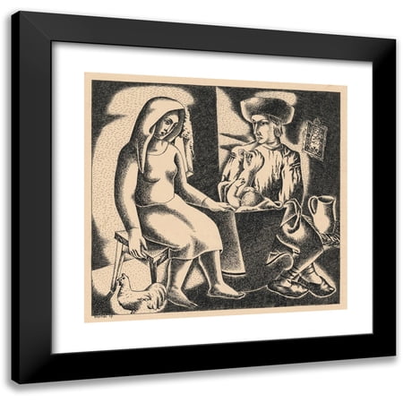 Mikuláš Galanda 13x12 Black Modern Framed Museum Art Print Titled - Slovak Family (1929)