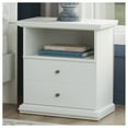thumbnail image 2 of Signature Design by Ashley Bostwick Shoals One Drawer Nightstand – White, Deep Storage Drawer & Display Cubby, Pewter Hardware, Scalloped Moulding, 2 of 5