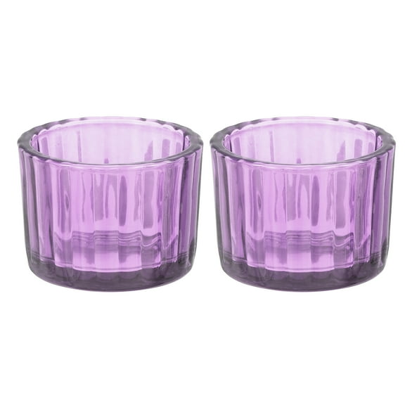 Uxcell Glass Empty Candle Jars, 2 Pcs Ribbed Candle Containers for Candle Making, DIY Gifts, Home Decor, Storage, Purple