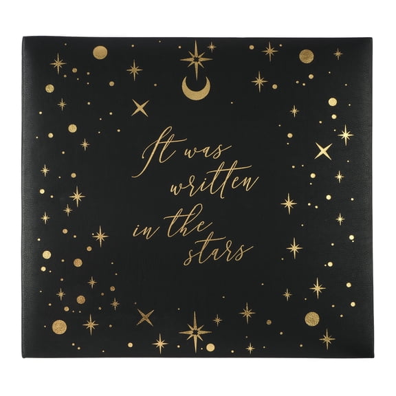 Recollections Scrapbook Album, Celestial Faux Leather Post Bound, Black/Gold, 12" x 12", 10 Sheets, 1-Pack