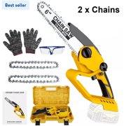 Mini Chainsaw 6-Inch Cordless Pruning Saw, Compatible with DeWalt 20V Max Battery, Hand-Held Chainsaw for Garden, Yard, Tree Branch, and Wood Cutting, Lightweight