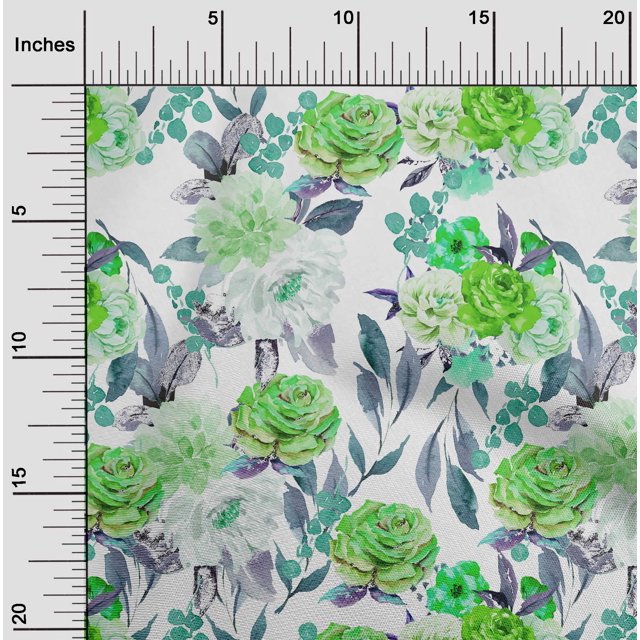 oneOone Polyester Lycra Green Fabric Florals Sewing Craft Projects Fabric Prints By Yard 56 Inch Wide