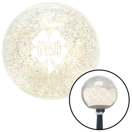 American Shifter White Irish Clover Clear Metal Flake Shift Knob with M16 x 1.5 Insert Shifter Auto Brody