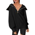 thumbnail image 1 of Sudaderas Con Capucha Turndown Collar Fall Y2K Ropa de gran tamaño Señora Cómoda Ropa de uso diario Traje de calle Ygjytge Xl Negro para Mujer, 1 of 7