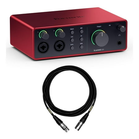 Focusrite Scarlett 4i4 (4th Gen) Audio Interface Bundle with Mogami XLR Cable