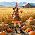 thumbnail image 5 of REDARER Kids Dress with Pointed Sunflower Hat Farm Themed Outfit for Halloween Cosplay Party Trick or Treat Stage Performance,8-9 Years, 5 of 9