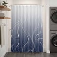 thumbnail image 3 of Xipuska Blue Geometric Shower Curtain - Water Repellent Fabric Shower Curtains Washable, Modern White Stripe Abstract Distortion Art Decorative Cloth Bathroom Curtains Modern Bath Decor 72"x78", 3 of 6