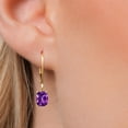 thumbnail image 3 of Gem Stone King 14K Yellow Gold Purple Amethyst Earrings for Women | 1.80 Cttw | Gemstone February Birthstone | Cushion 7X5MM, 3 of 6