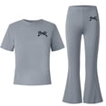 thumbnail image 4 of Enyan Girls Clothes Short Sleeve Graphic Tee and Cargo Pants Set Summer Casual 2-Piece Outfit,10-11 Years, 4 of 7
