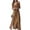 Bronze, variant on Women's Slit Printed Surplice Midi Dress Belted Silhouette for Everyday Wear Lightweight 100% Polyester Fabric