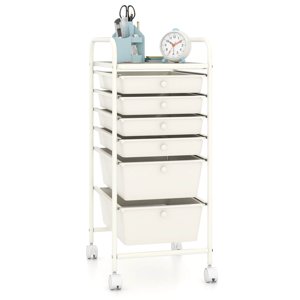 Costway 6-Drawer Rolling Storage Cart, White