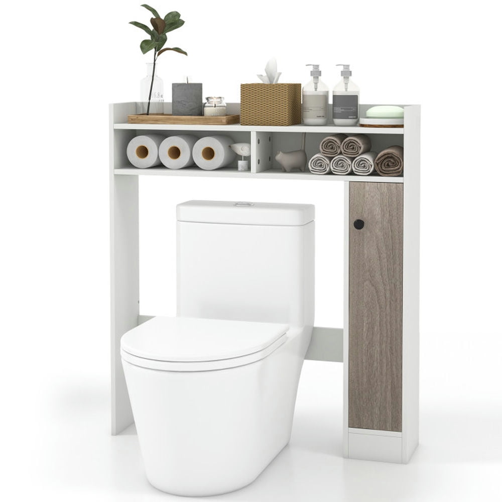 Finihen Toilet Storage Cabinet, Bathroom Cabinet Organizer, Bathroom Over the Toilet Floor Storage Organizer with Adjustable Shelves, for Bathroom, White