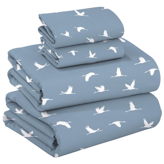 RUVANTI 100% Cotton Flannel Sheets Set - Queen - 4 Pcs - We Fly