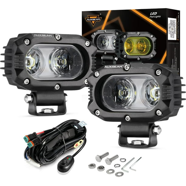 Cápsulas de luz LED Auxbeam de 4 pulgadas y 60 W cuadradas para todo terreno, 2 unidades