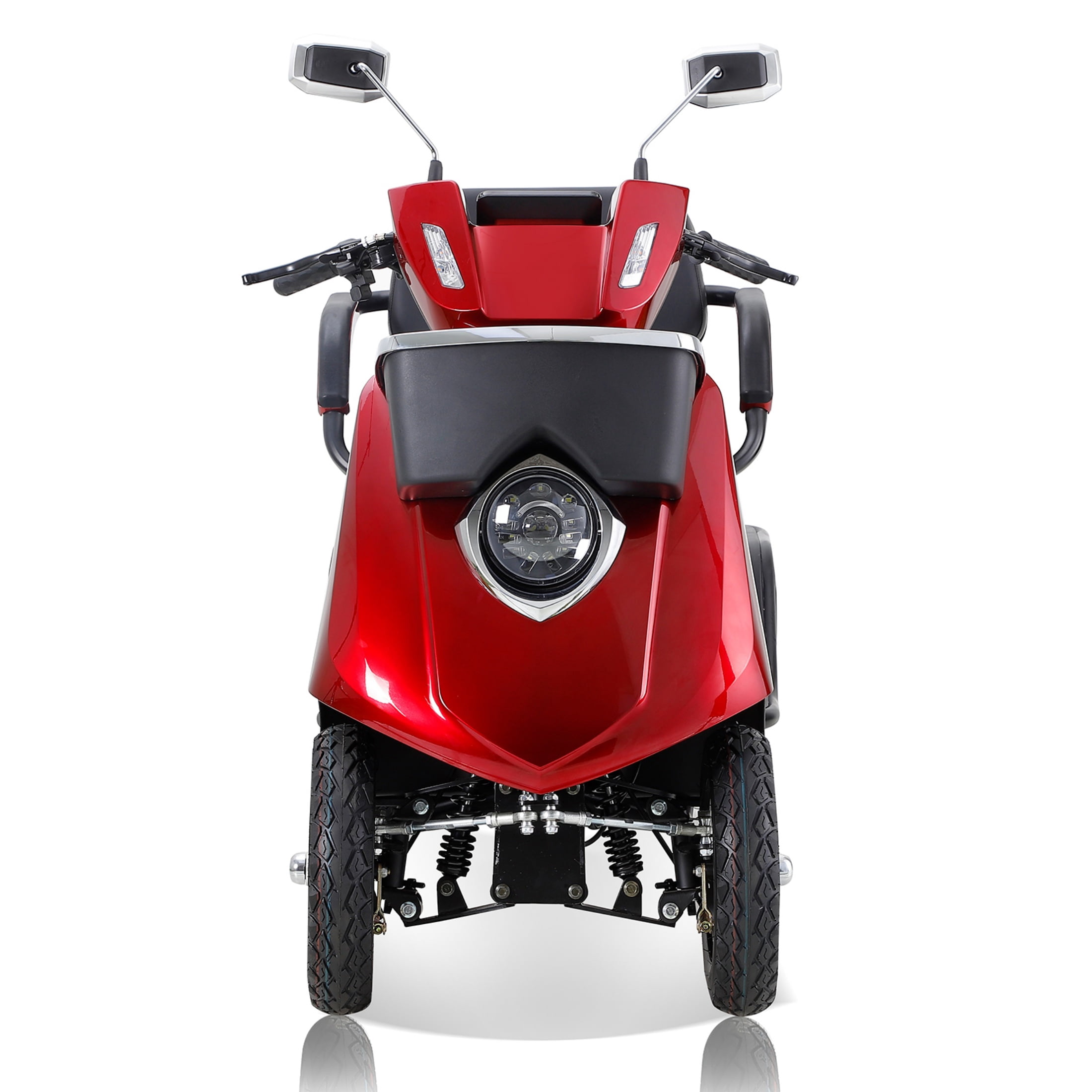 QEEKA 4-Wheel Mobility Scooter, 2-Seater Electric Scooter with Adjustable Seat, 500 lb Capacity, Red