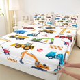 thumbnail image 3 of Manfei Tractor Machinery Truck Queen Sheet Sets, Construction Vehicle Flat Sheet, Teens Boys Girls Kids Queen Fitted Sheet, Ultra Soft Home Decor, 4pcs, 3 of 7
