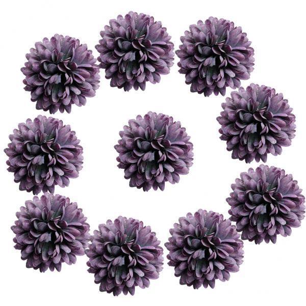 2x10pcs Cabezas de Flores de Crisantemo Artificiales para Decoración de Bricolaje Gris Purpúreo perfecl Cabezas de flores artificiales