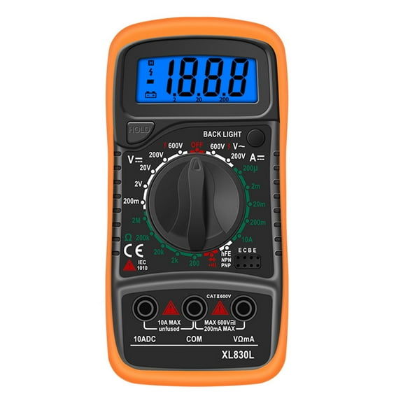 XL830L Handheld Digital Multimeter LCD Backlight Portable AC/DC Voltmeter DC Ammeter Ohm Voltage Resistance Tester High Precision Universal Tester