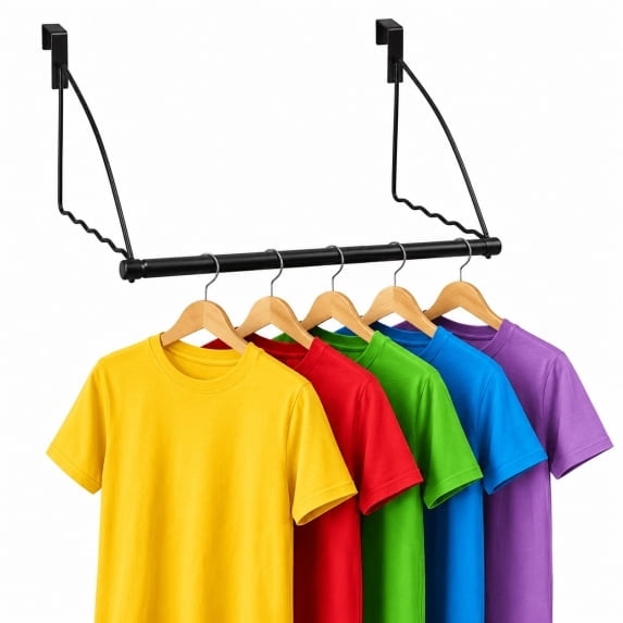 Expandable Over The Door Hanger for Clothes & Towels -Black