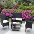 thumbnail image 3 of Shinpt 4 Piece Outdoor Patio Furniture Set, PE Rattan Wicker Table and Chairs Set with Beight Cushions, 4 Pieces Conversation Sets for Garden and patio, Black, 3 of 5