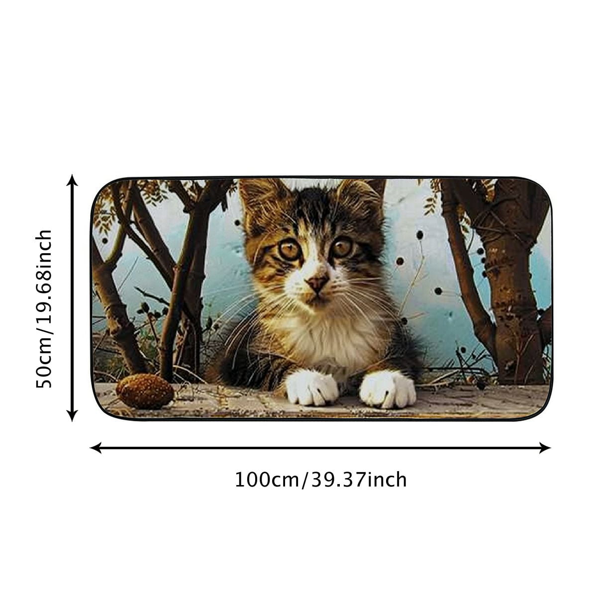 PHYHOO Doormat Floor Rug/Mat - Cat Cat Face Animal Cute Cat Cat Eyes Animals Decorative Door Mat, Door Mat with Non-Slip Rubber Backing, Easy Cleaning, Traps Dirt, Rug for Entry, Patio
