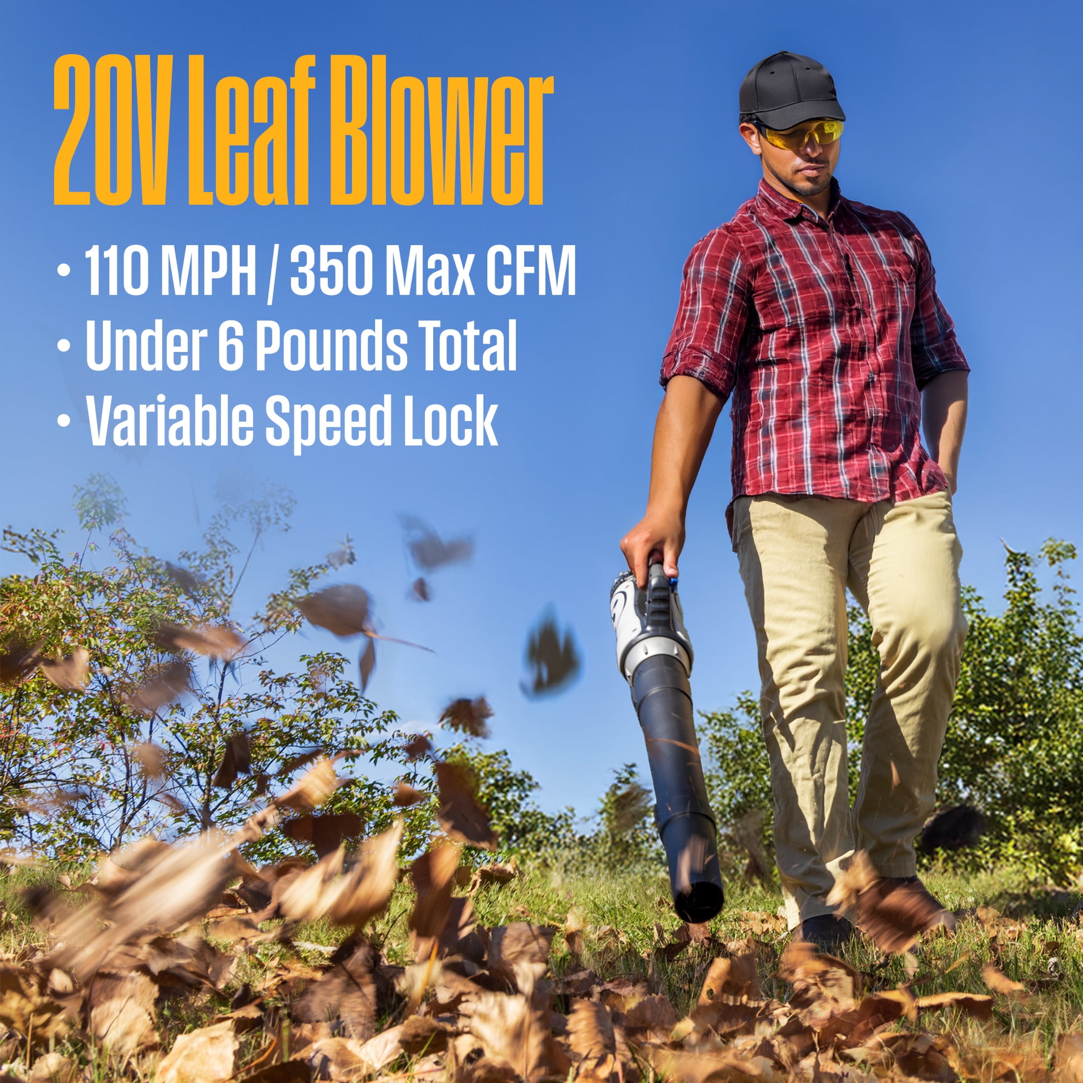 Westinghouse 20V Cordless Leaf Blower, 350 CFM, 110 MPH + 2-in-1 Cordless String Trimmer and Edger, 12 Inch Cutting Path with 4.0Ah Battery and Charger