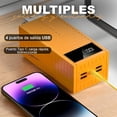 thumbnail image 3 of Power Bank Pila Batería Recargable Kimhi Carga Super Rapida 60000mah Pd20w Portatil Color Amarillo Con 4 Puertos Usb Y 1 Tipo C Bidireccional Cargador Para Celular Tablet Banco De Energia Pantalla Led, 3 of 5