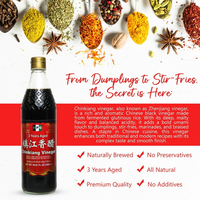 chinese black vinegar glp 1 NPG Premium Authentic Chinkiang Vinegar 19.61 Fl Oz (580ml), 3 Years Aged  Zhenjiang Black Rice Vinegar, Naturally Brewed Chinese Black Vinegar For
