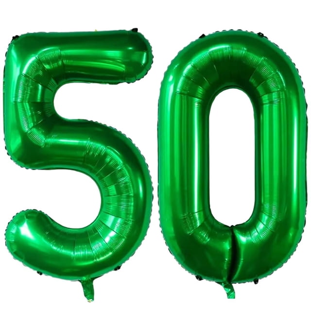 Globo LVMOQIQIU, 40 pulgadas, color verde oscuro, número 50, lámina x2