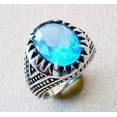 thumbnail image 4 of Blue Topaz Mens Ring, Natural Swiss Blue Topaz, November Birthstone Topaz, Silver Jewelry, 925 Silver Ring, Birthday Gift, Heavy Mens Ring, Arabic Oxidized Mans Ring, Christmas, Mens Signet Ring, 4 of 4