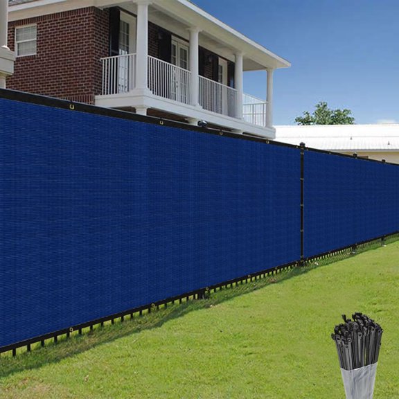 Sunrise 8' X 209' Privacy Fence Screen With Grommets, Outdoor Windscreen Fence Covering Privacy Screen UV Blockage For Backyard Garden Patio, Zip Ties Included (Blue)