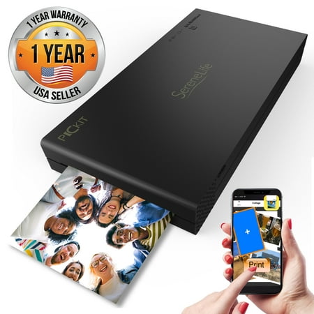 SereneLife PICKIT22BK - Portable Instant Photo Printer - Wireless Picture Printing for iPhone or Android Smartphone (Best Printer To Use With Iphone)