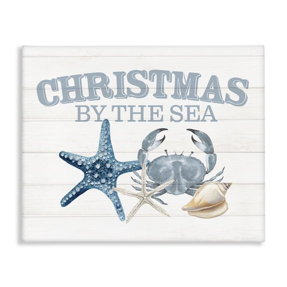 Stupell Industries Farmhouse Christmas By The Sea Nautical Canvas Art, 30 x 24, by Kim Allen